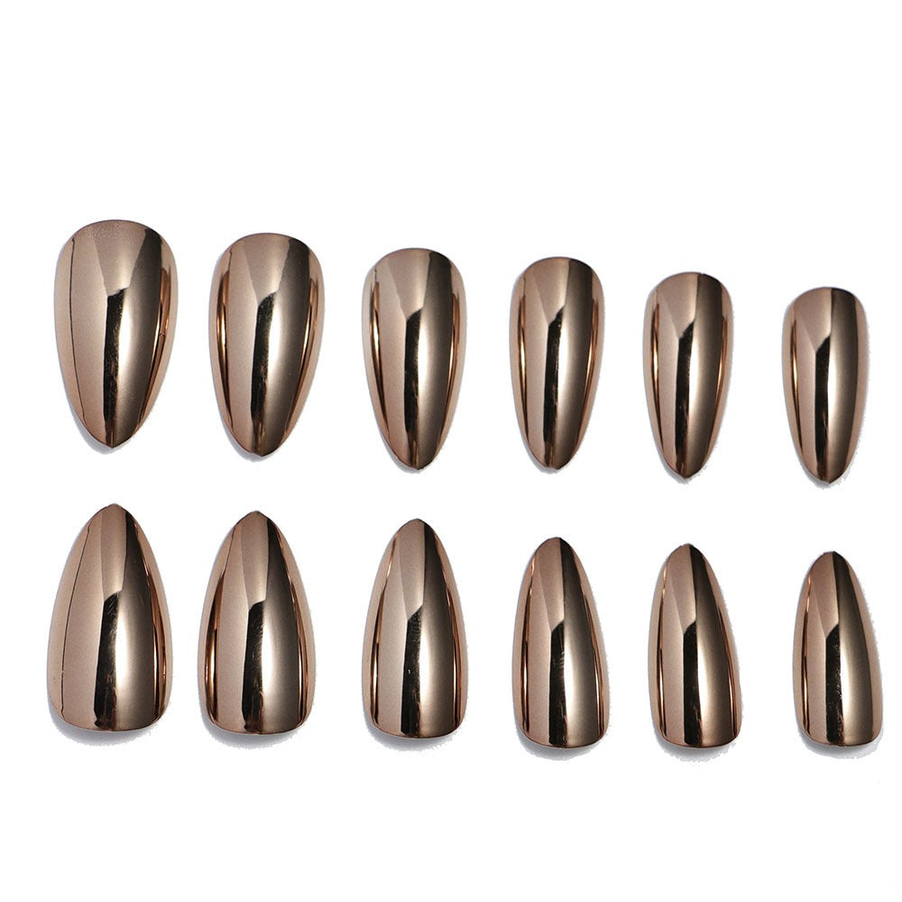 Wearable Nails European and American Style Electroplated Fake Nails Bronze Wearable Patch Manicure Nail Finished Products - V.I.P Digital Presence