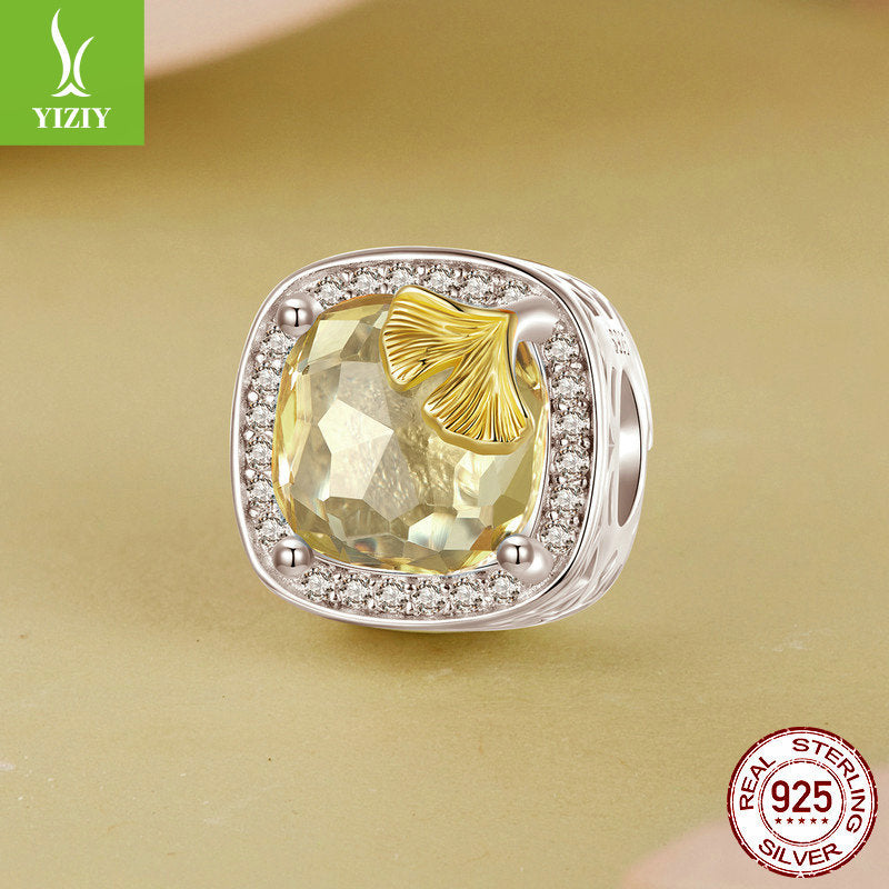 Silver Charm Original Autumn Golden Ginkgo Leaf DIY Bracelet Beads Luxurious Shining s925 Pure Silver Beads Loose Beads - V.I.P Digital Presence