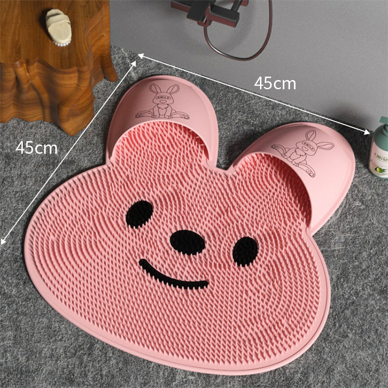 Silicone rabbit rub foot artifact bathroom anti-slip mat rub back massage pad rub bath wash feet to dead skin shower mat - V.I.P Digital Presence