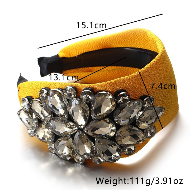 Solid color diamond inlaid wide edge with teeth anti slip face wash headband - V.I.P Digital Presence