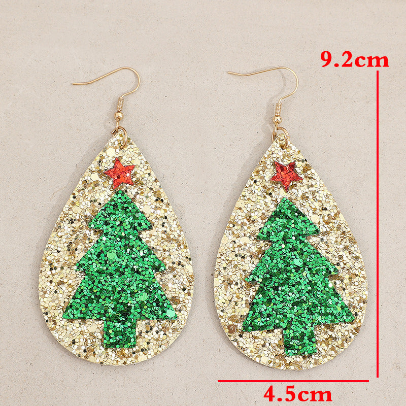 PU Leather Christmas Tree Earrings - V.I.P Digital Presence