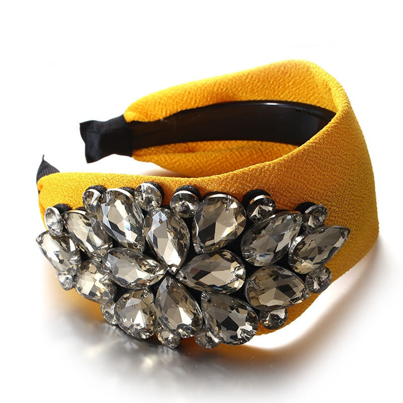 Solid color diamond inlaid wide edge with teeth anti slip face wash headband - V.I.P Digital Presence