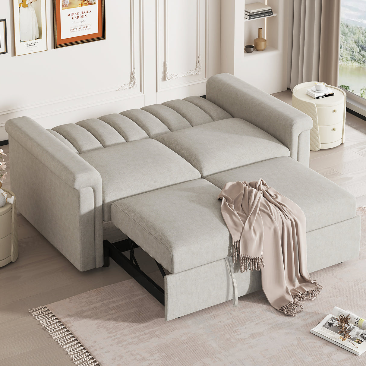 U_STYLE Convertible Soft Cushion Sofa Pull Bed ,for Two People to Sit On - V.I.P Digital Presence