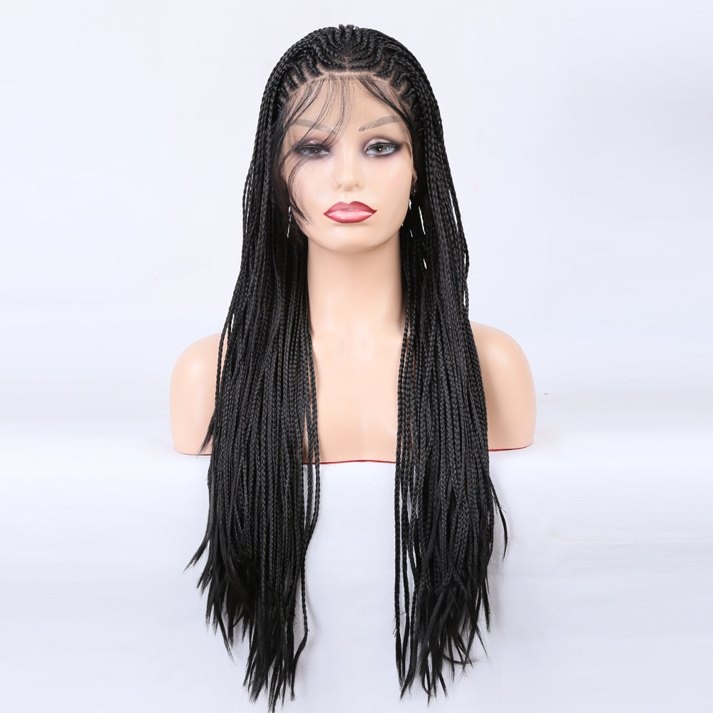 Braided Wigs Three Strand Lotus Dreadlocks Women's Chemical Fiber Front Lace Wig Headgear Lace Wigs - V.I.P Digital Presence