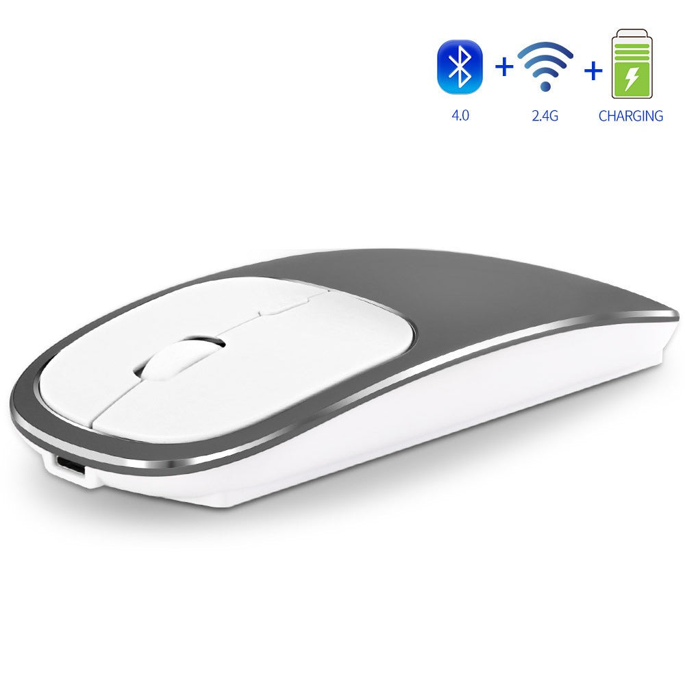 Aluminum alloy dual-mode wireless Bluetooth mouse rechargeable silent infinite computer accessories - V.I.P Digital Presence
