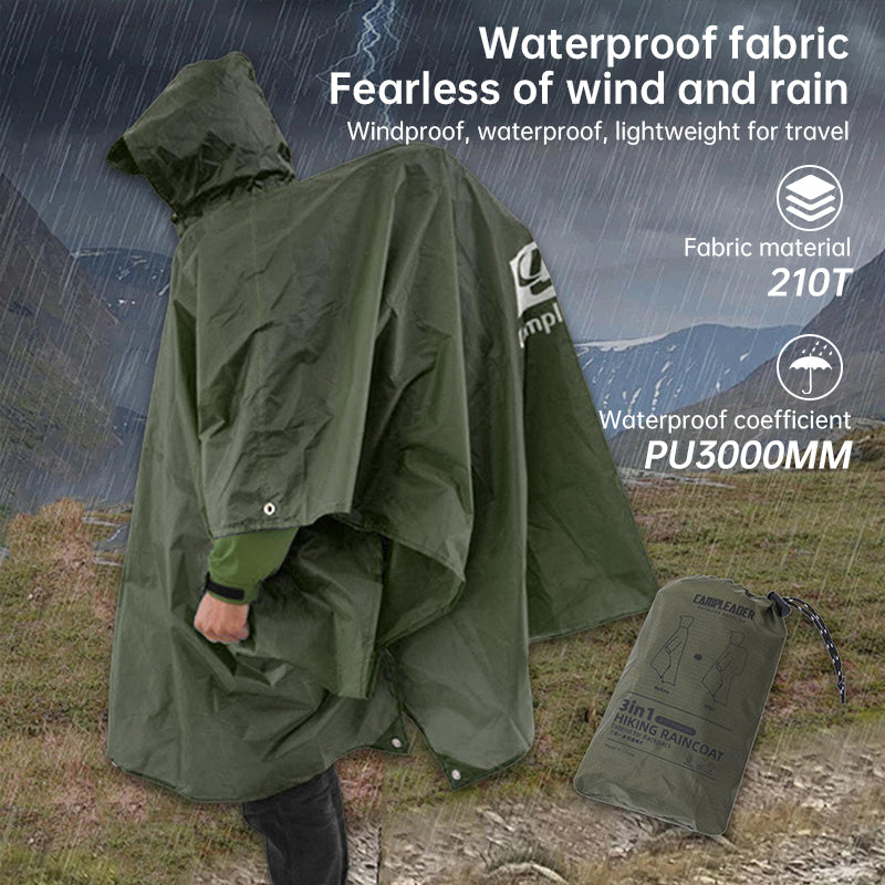 3 - in - 1 Waterproof Rain Poncho for Outdoor Use: Motorcycle, Camping, Hiking & Travel - V.I.P Digital Presence