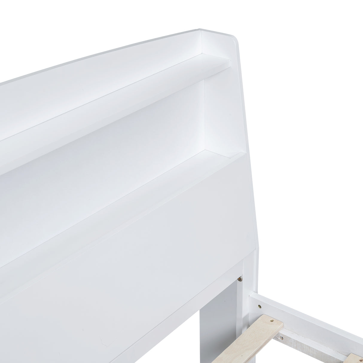 Full Size Platform Bed with Storage LED Headboard Twin Size Trundle and 3 Drawers White