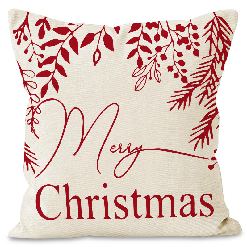 Christmas Snowflake Pillow Cover Linen Checkered Letter Printed Pillow Cover Christmas Theme Cushion Cover - V.I.P Digital Presence