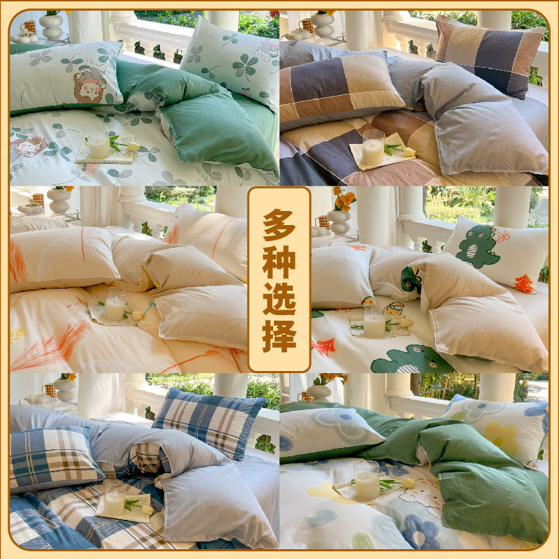 Cartoon Four-Piece Set Fresh Autumn and Winter Single Student Dormitory Bedding Sheet Three-Piece Set Single Quilt Cover - V.I.P Digital Presence