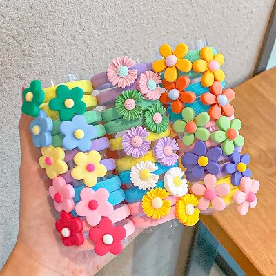10PCS/Set Rainbow Cartoon Character Fruits Flower Nylon Elastic Hair Bands Women Girl Sweet Rubber Hair Tie Scrunchie Headwear - V.I.P Digital Presence