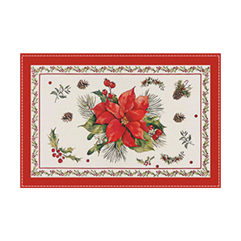 Christmas tree bell print placemat red striped plaid linen table mat Christmas party decoration insulation mat - V.I.P Digital Presence