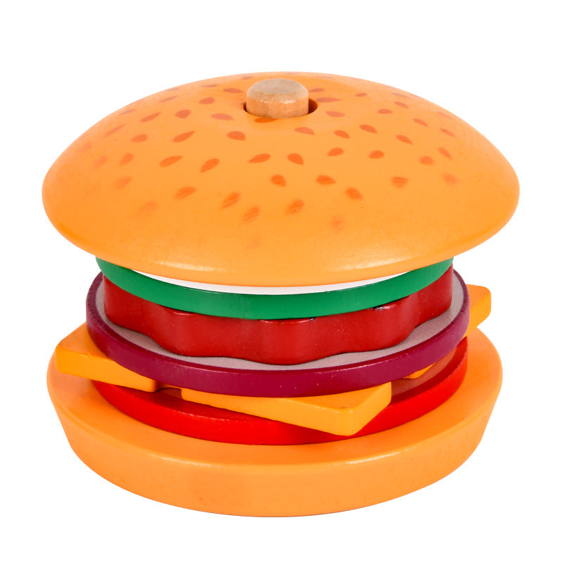 Baby wooden simulation burger, french fries, sandwich set, pillar pairing, food cutting, kitchen utensils, play with toys - V.I.P Digital Presence