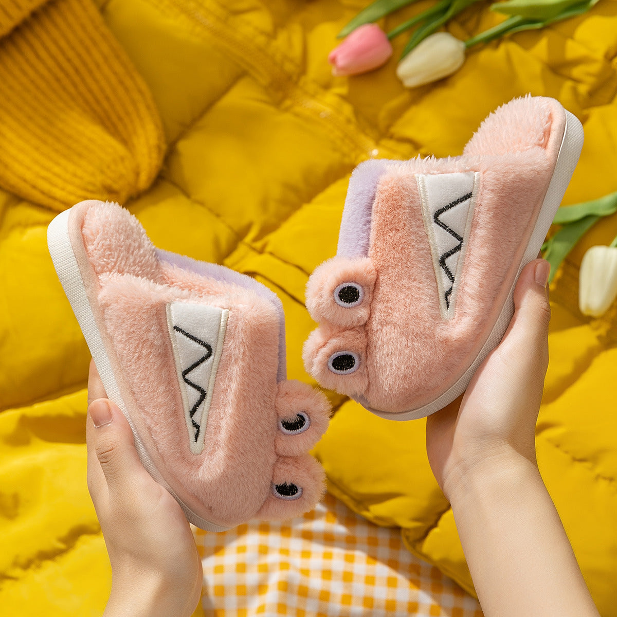Children's Cotton Slippers Winter Korean Cartoon Home Warm Cotton Slippers Home Furry Cute Multicolor Slippers