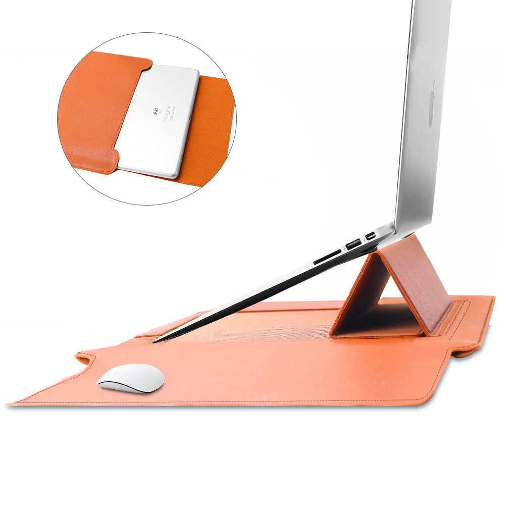 Laptop Bag PU Leather Sleeve Bag Waterproof Case For Macbook Air Pro 13 15 Portable Laptop Notebook Bag With Support Frame - V.I.P Digital Presence