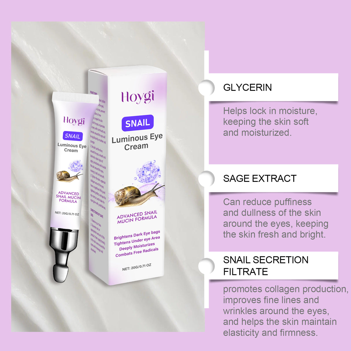 Firming Care Eye Cream Snail Brightening Eye Cream Firming Tender And Smooth Skin Around Eyes Eye Repair Cream