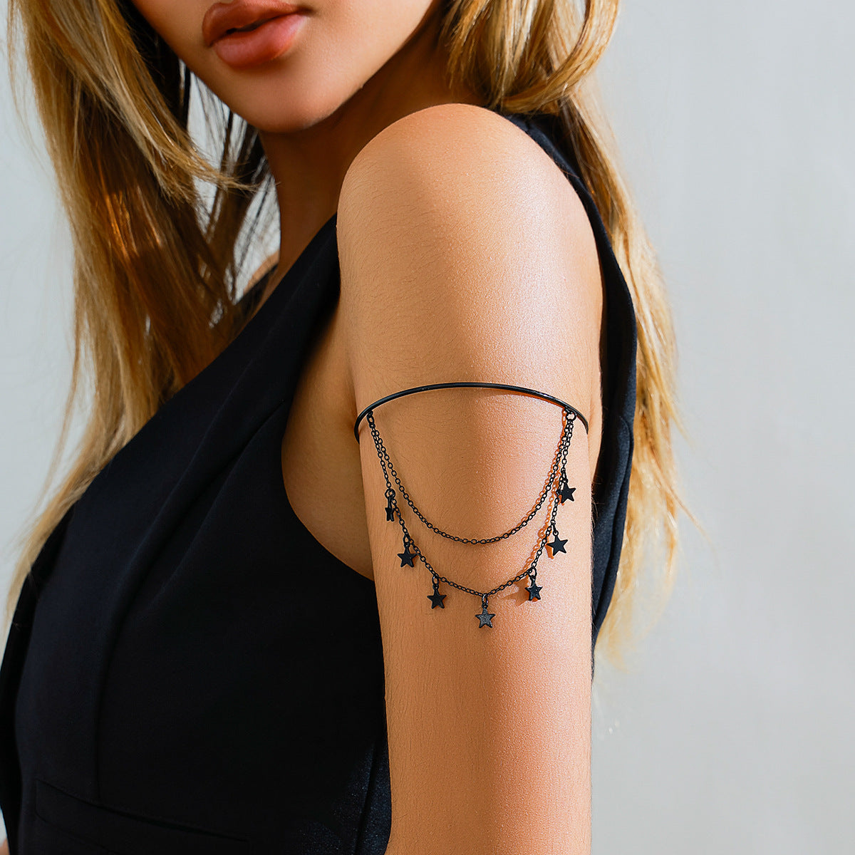 Sweet and Cool Gothic Cross Crystal Chain Multi layer Open Arm Bracelet Hand Ornament Leg Chain - V.I.P Digital Presence