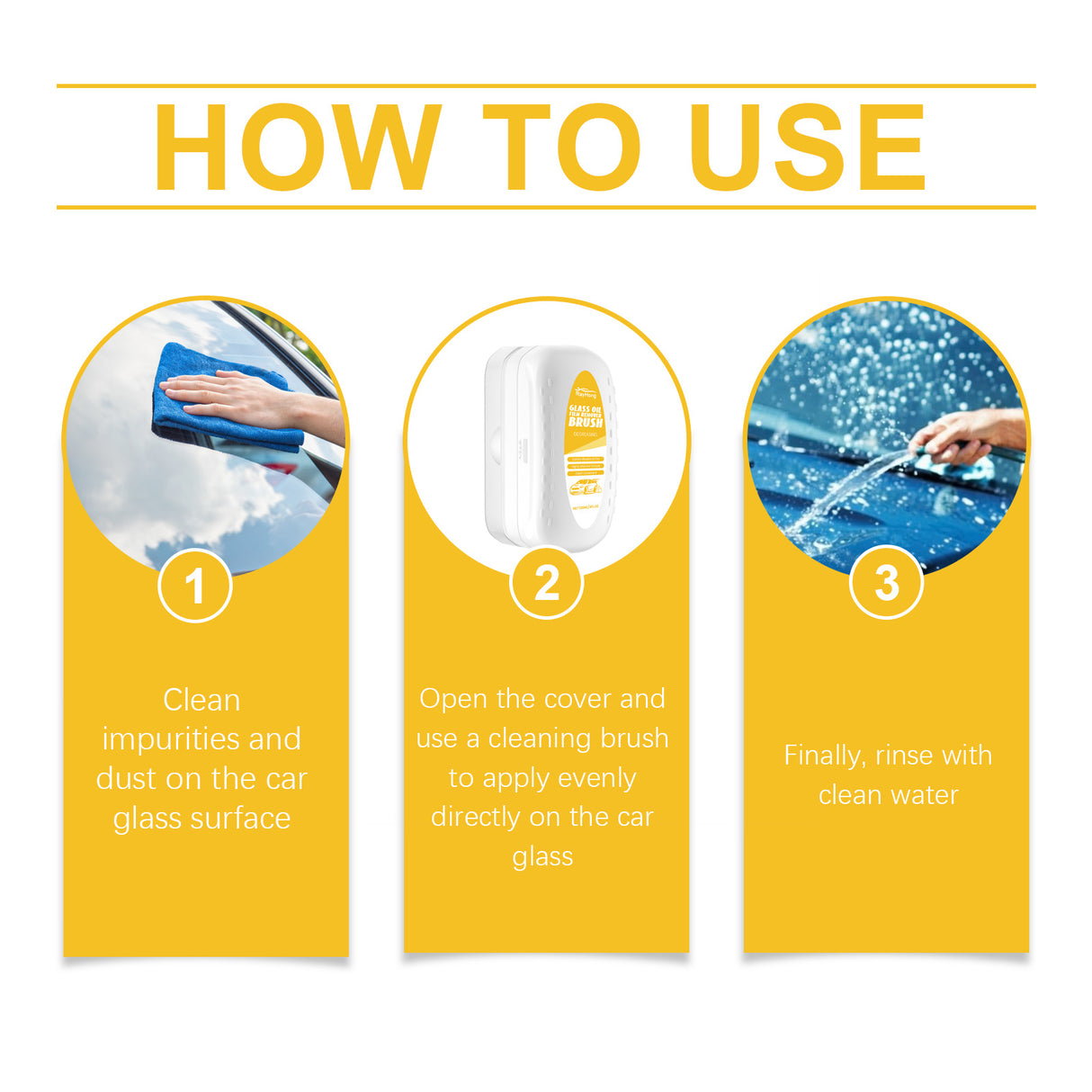 Car Glass Cleaning Brush, Car Window Glass Cleaning Stains Oil Stains Waterproof Rain Cleaning Brush - V.I.P Digital Presence