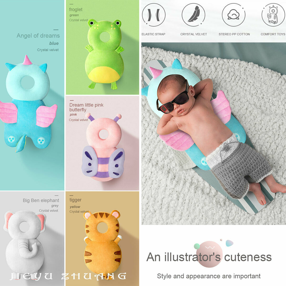 Newborn Toddler Baby Head Protector Safety Pad Cushion Back Prevent Injured Unicorn Bee Cartoon Security Pillows 1-3Y - V.I.P Digital Presence