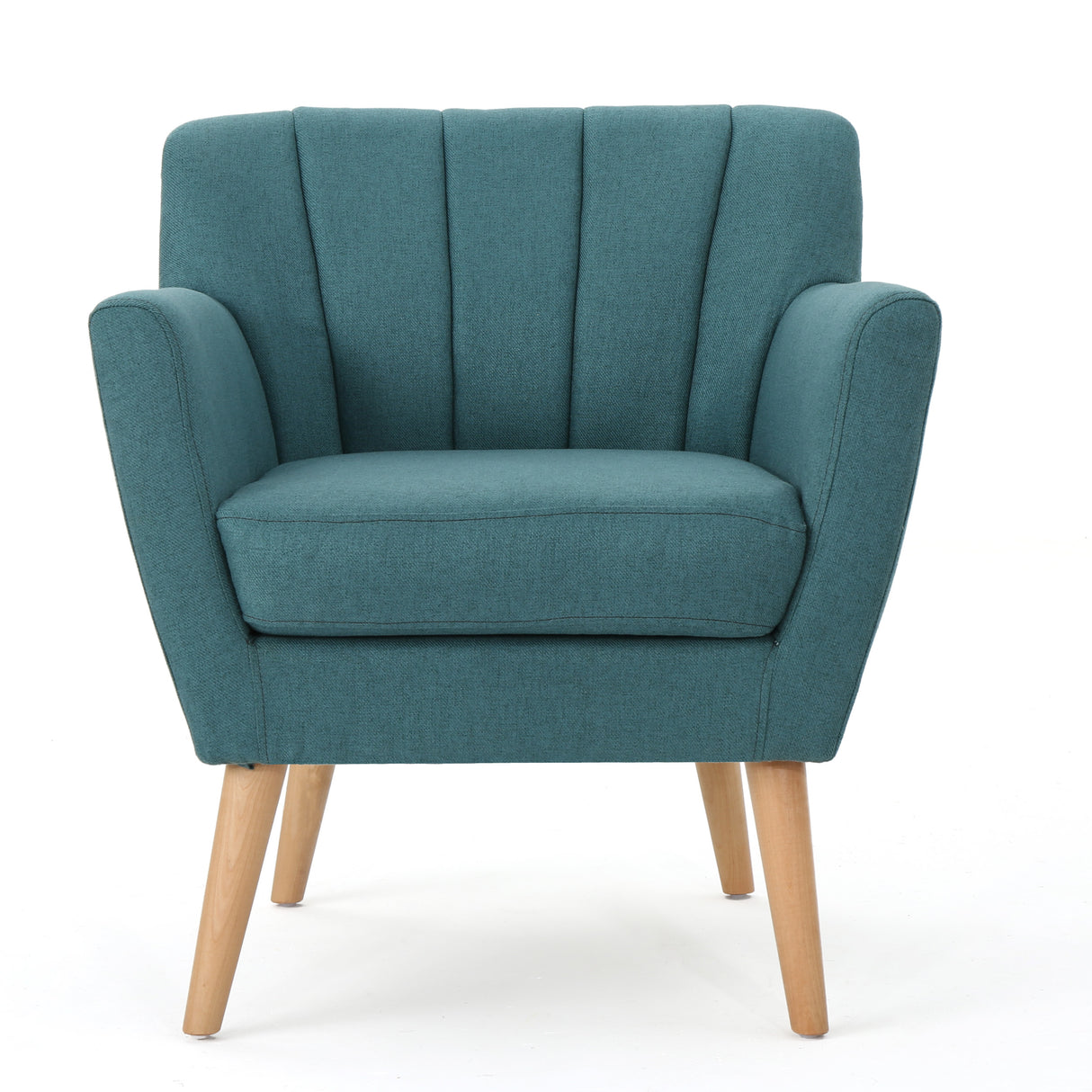 Mid Century Modern Fabric Club Chair, 28.30" W x 27.60" D x 31.50" H, Dark Teal/Natural - V.I.P Digital Presence
