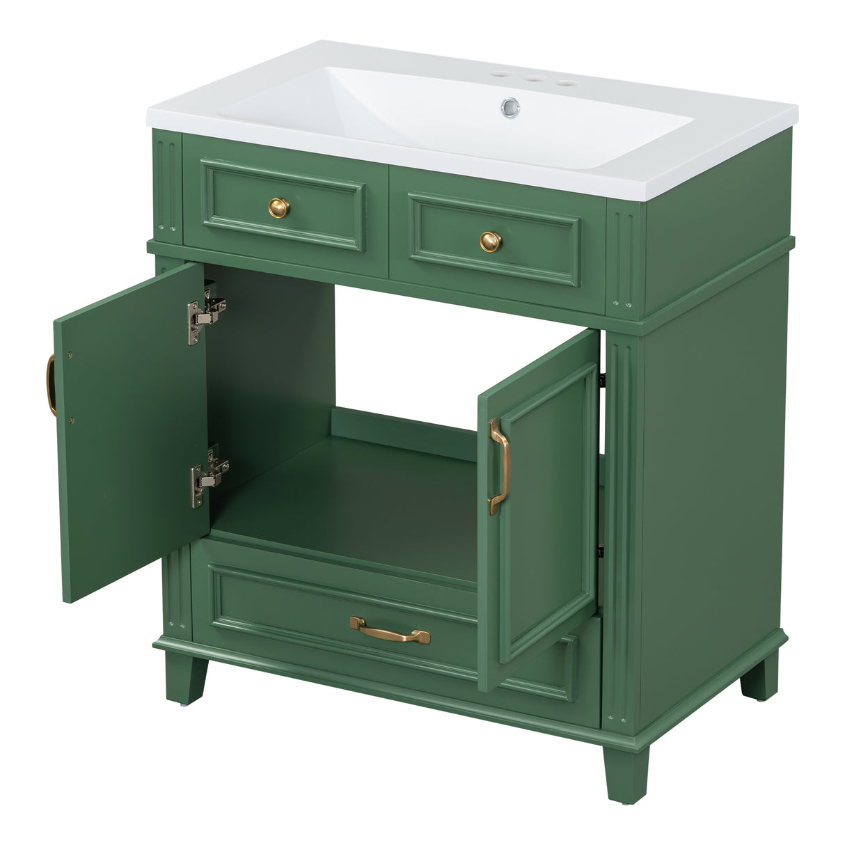 30 inch uncovered bathroom vanity with soft closed door, limited to solid wood frame bathroom storage cabinet green - V.I.P Digital Presence