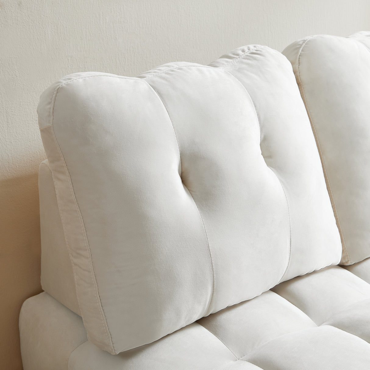 Modern sofa velvet pull-out bed,Independently removable backrest, have USB port and swivel phone stand ,beige - V.I.P Digital Presence