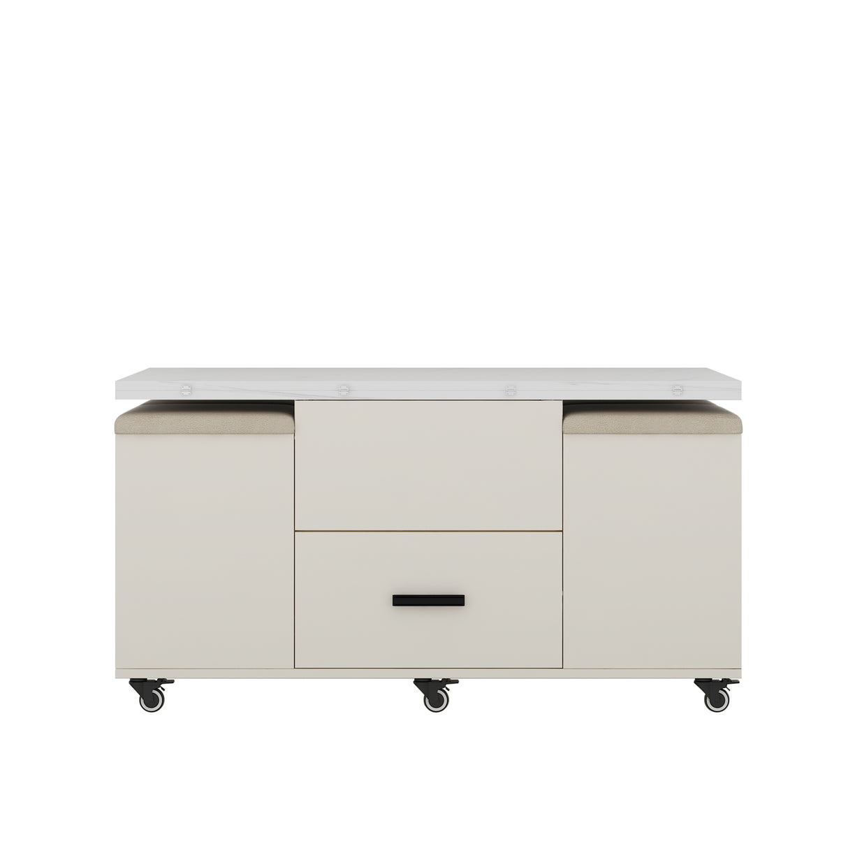 Modern lift coffee table, living room with 4 chairs, expandable 1 hidden storage space+2 drawers, folding dining table - V.I.P Digital Presence