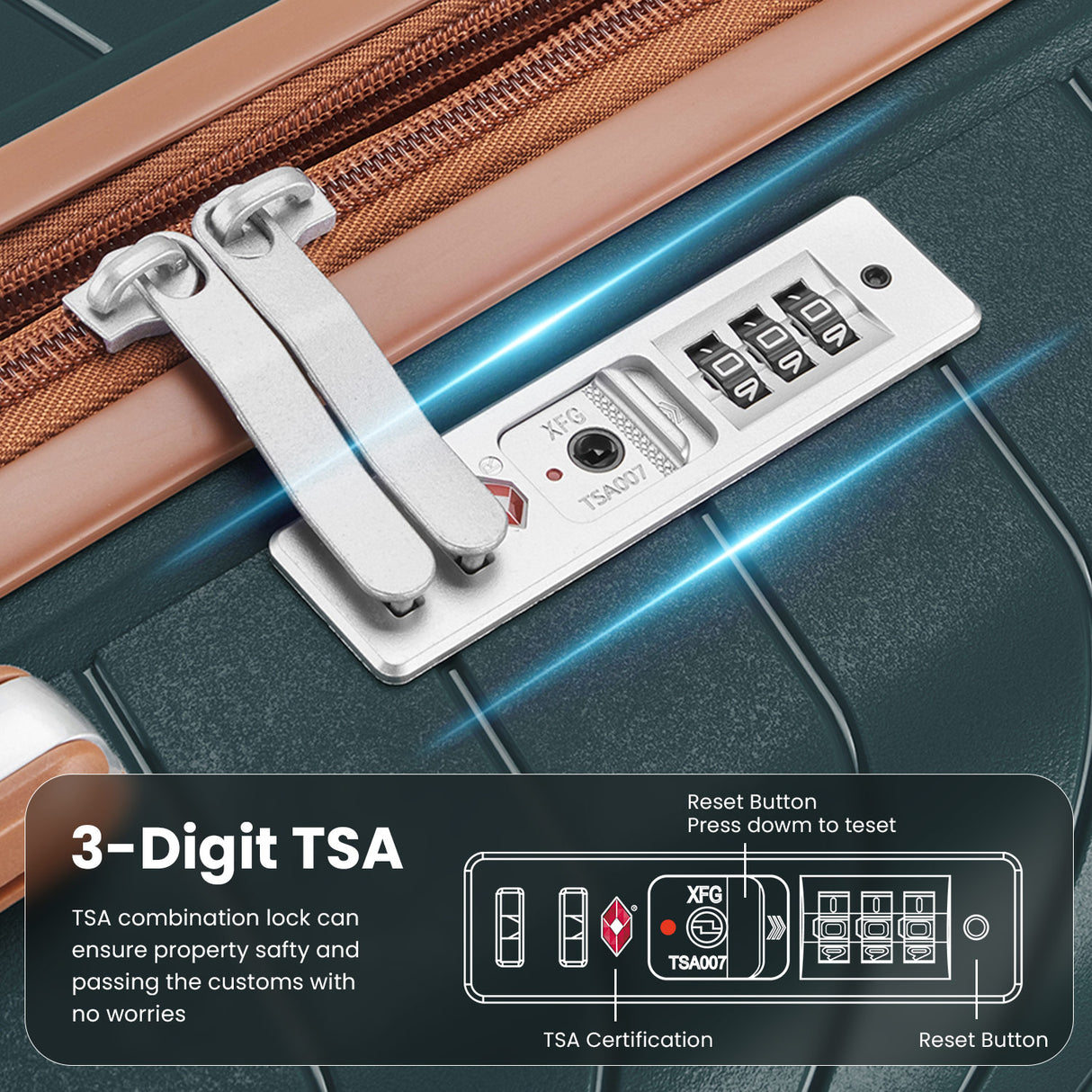 Luggage set of 4 pieces (14/20/24/28) with 4 360 degree silent rotating wheels made of PP material and durable TSA lock - V.I.P Digital Presence