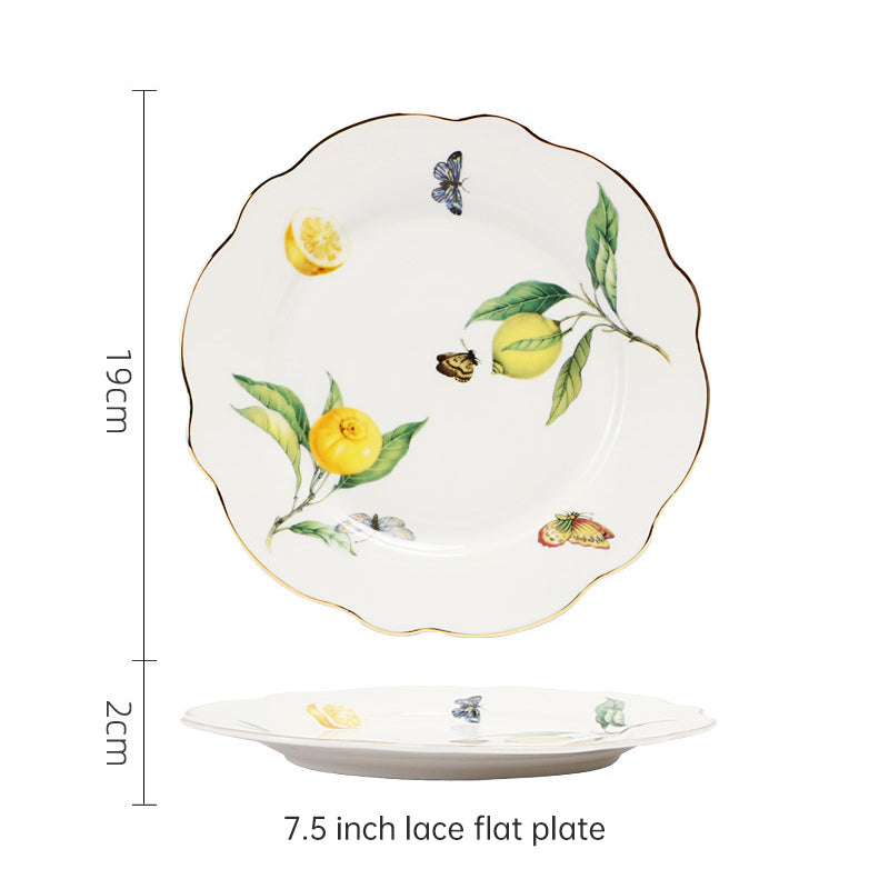 European - style Elegant Lemon Espresso Cups Set: Includes Tea Cups, Saucers, Ceramic Mugs, and a Dessert Plate - V.I.P Digital Presence