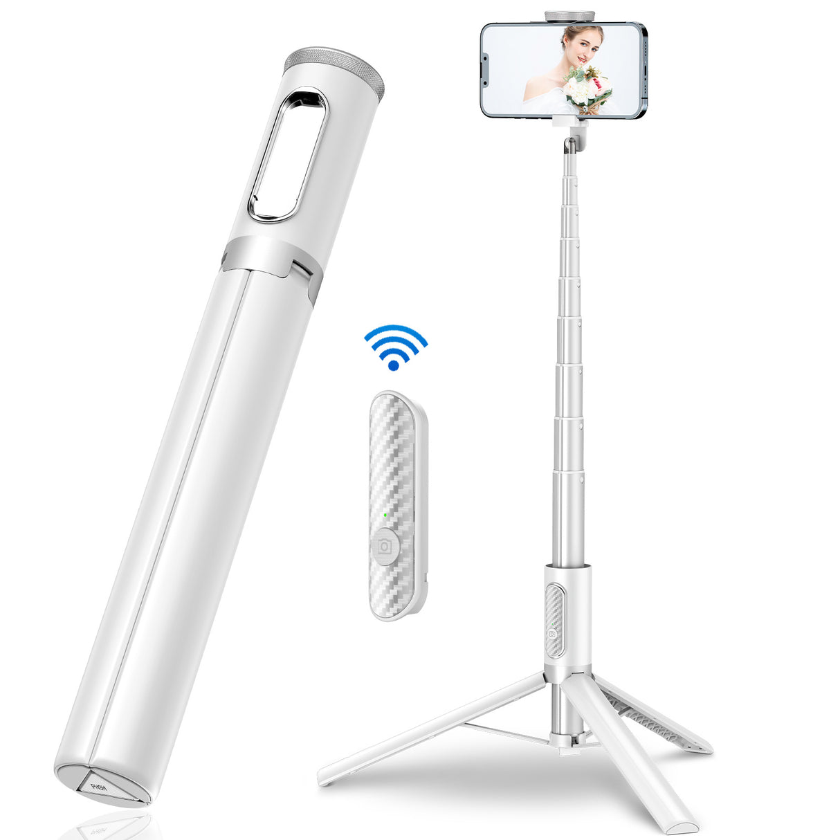 New 150cm Long Selfie Stick Tripod Carbon Fiber Plastic Detachable Remote Control AB202 Max Phone Compatibility Rotatable - V.I.P Digital Presence