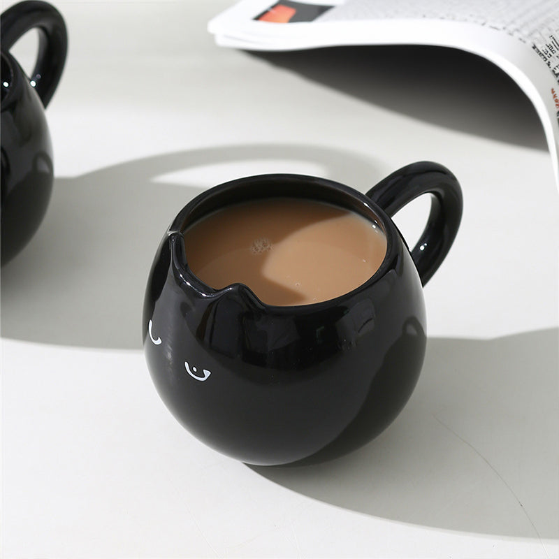 Adorable hand - painted cat - shaped ceramic mug, perfect for coffee or tea. - V.I.P Digital Presence