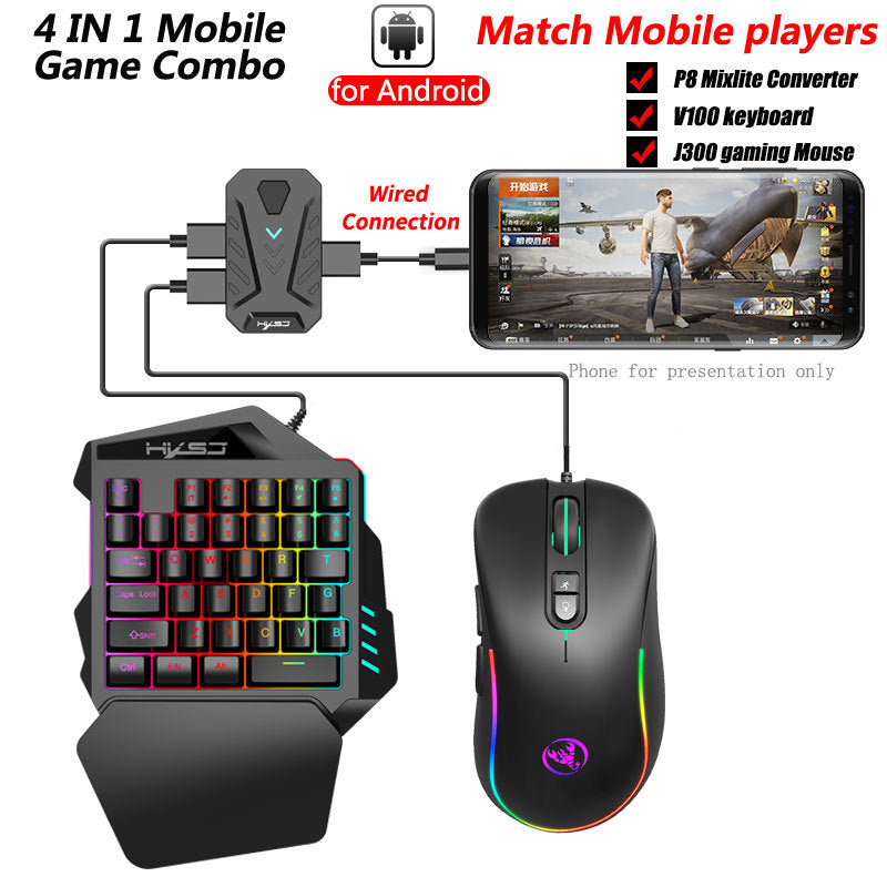 Wired Android Throne One handed Keyboard and Mouse Set Android Game PUBG Gun Converter - V.I.P Digital Presence