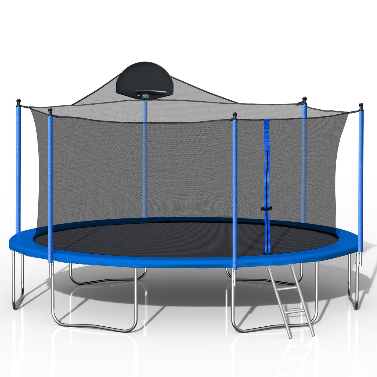 14FT Trampoline for Adults & Kids with Basketball Hoop, Outdoor Trampolines w/Ladder and Safety Enclosure Net for Kids and Adult - V.I.P Digital Presence