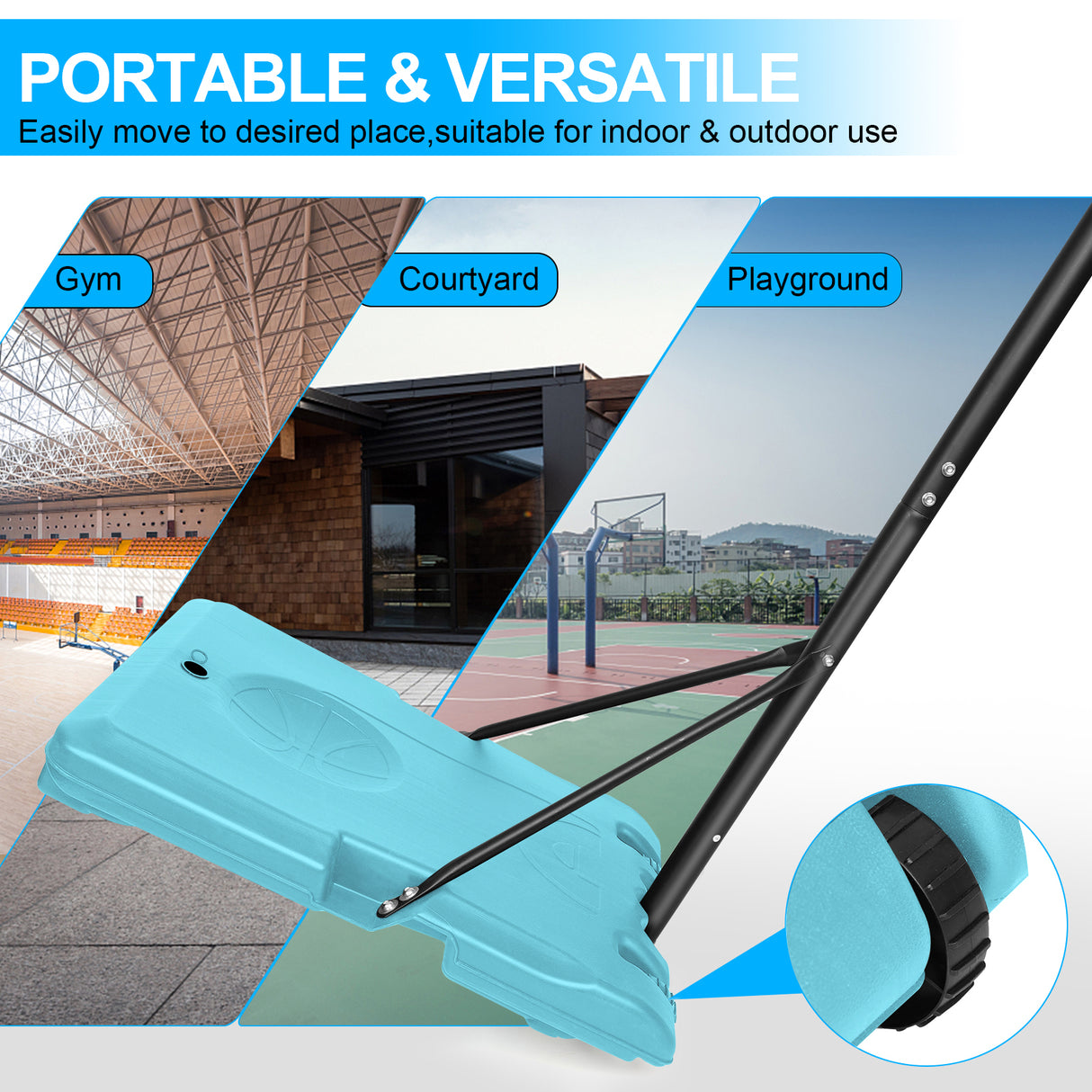 Portable Basketball Goal System with Stable Base and Wheels use for Indoor Outdoor teenagers youth height adjustable - V.I.P Digital Presence