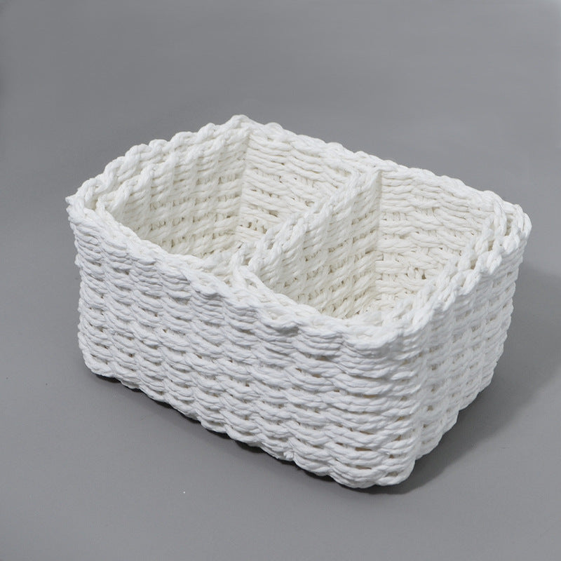 3-Piece Handmade Straw-Woven Paper-Rope Storage Baskets (Decorative & Office Use) - V.I.P Digital Presence