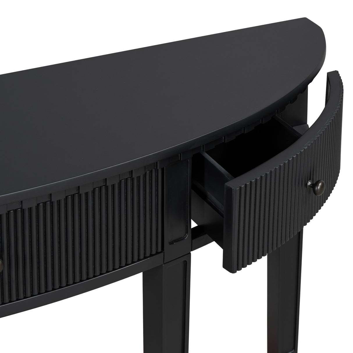 U-Style Distinctive Features of Pine Veneer Console Table with Vertical Stripe Drawer Fronts and Four Legs - V.I.P Digital Presence