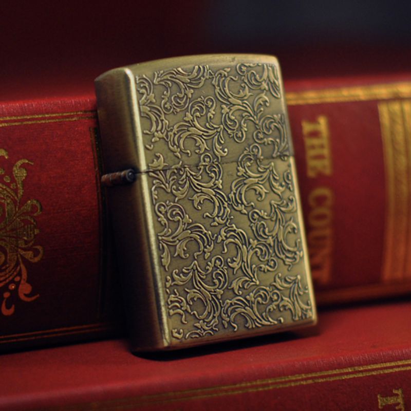 Kerosene lighter windproof retro style grinding wheel personalized bronze relief fuel dispenser - V.I.P Digital Presence