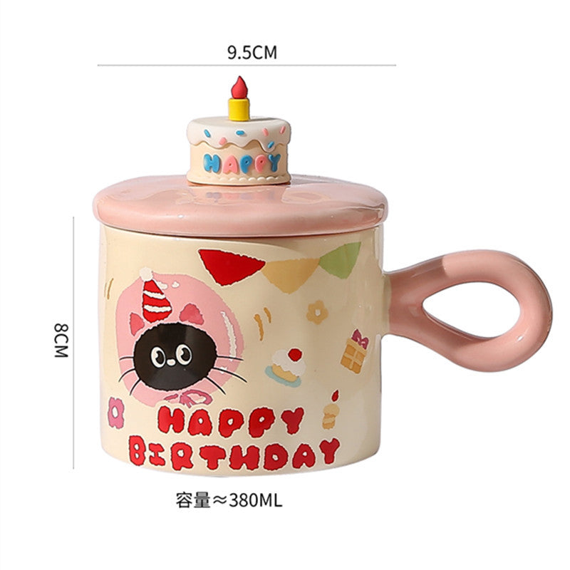 Adorable Cartoon Cat - themed Mug with Lid: A Charming Gift, Ideal for Office Coffee or Water - V.I.P Digital Presence