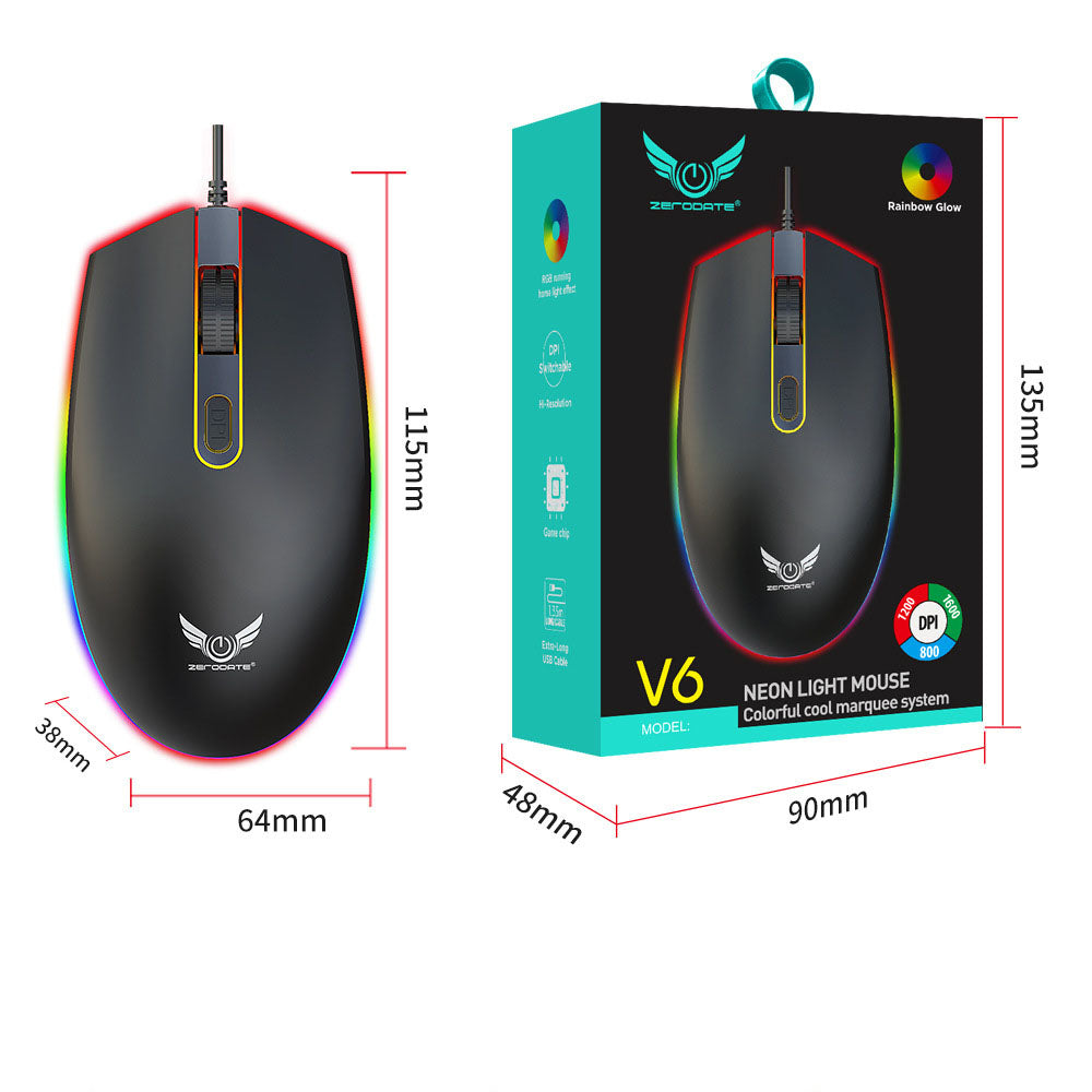 USB illuminated wired mouse, computer peripherals, e-sports games, colorful RGB scrolling light mouse - V.I.P Digital Presence