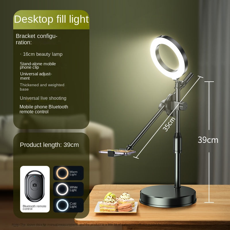 Mobile Phone Overhead Shooting Stand for Food Photography, Drawing, and Live Streaming - Adjustable Dual-Camera Position Desktop Phone Holder with Fill Light - V.I.P Digital Presence