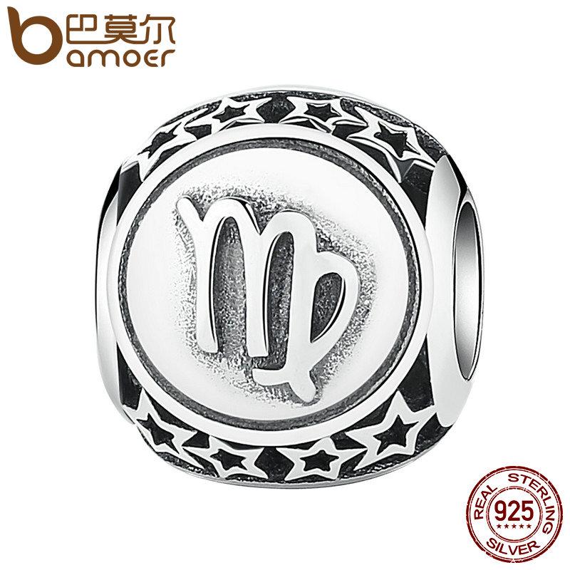 BAMOER 925 Sterling Silver Aquarius Star Sign Zodiac Beads Charms fit Bracelets PSC048 - V.I.P Digital Presence