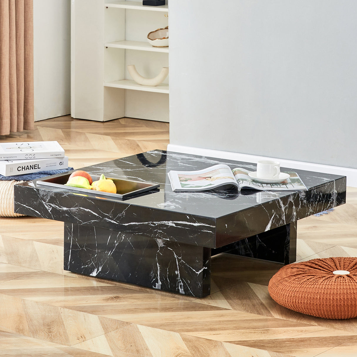 A modern and practical coffee table made of MDF material with black patterns - V.I.P Digital Presence