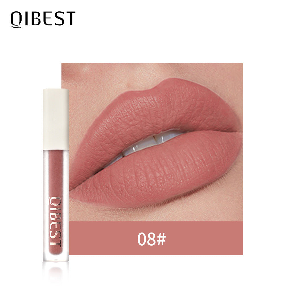 QIBEST Silky Lip Glaze Non-Stick Cup Does Not Fade Lip Gloss Makeup Color Liquid Lipstick Matte Moisturizing Lip Gloss - V.I.P Digital Presence