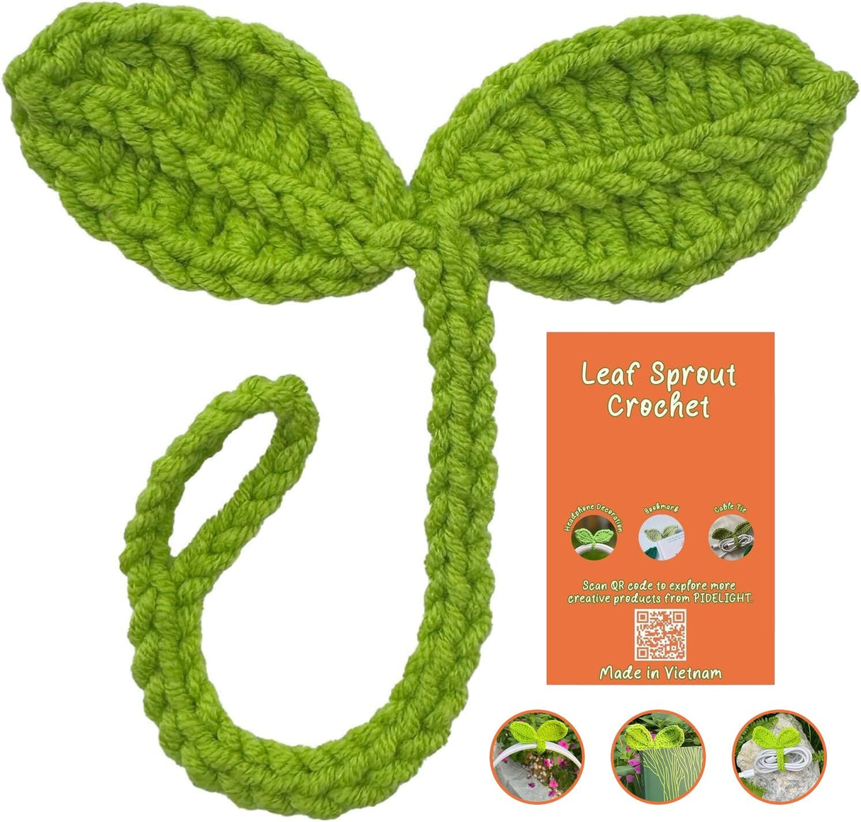 Cute Knitted Crochet Leaf Sprout - Lucky Handmade Multi-Functional Crochet Accessories Ideal Bookmark for Bookworms (Green) - V.I.P Digital Presence