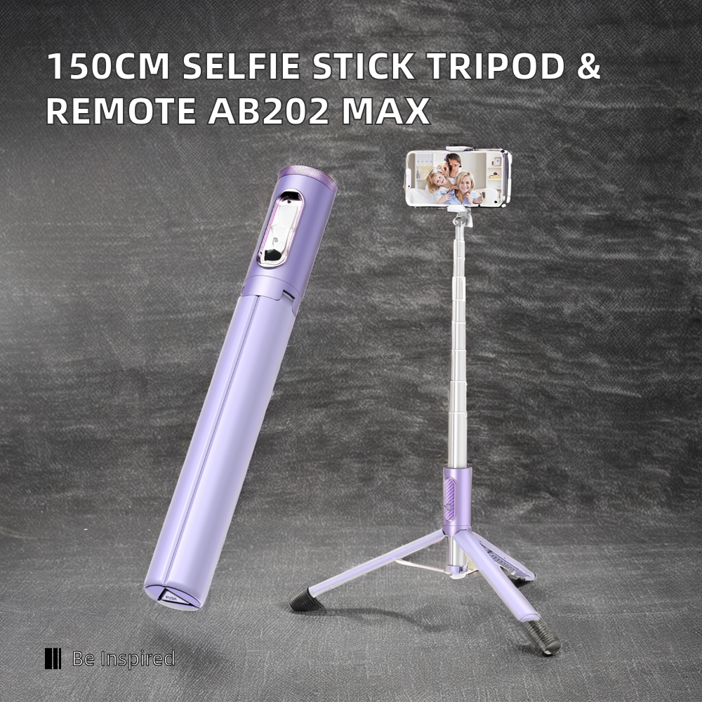 New 150cm Long Selfie Stick Tripod Carbon Fiber Plastic Detachable Remote Control AB202 Max Phone Compatibility Rotatable - V.I.P Digital Presence