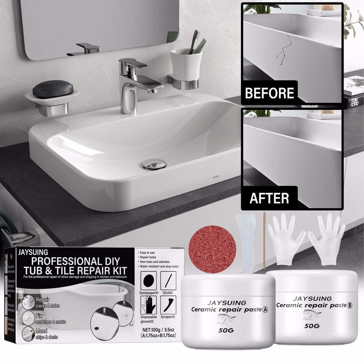 Jaysuing Tile repair agent ceramic paste tile glue adhesive toilet marble pit glaze repair agent - V.I.P Digital Presence