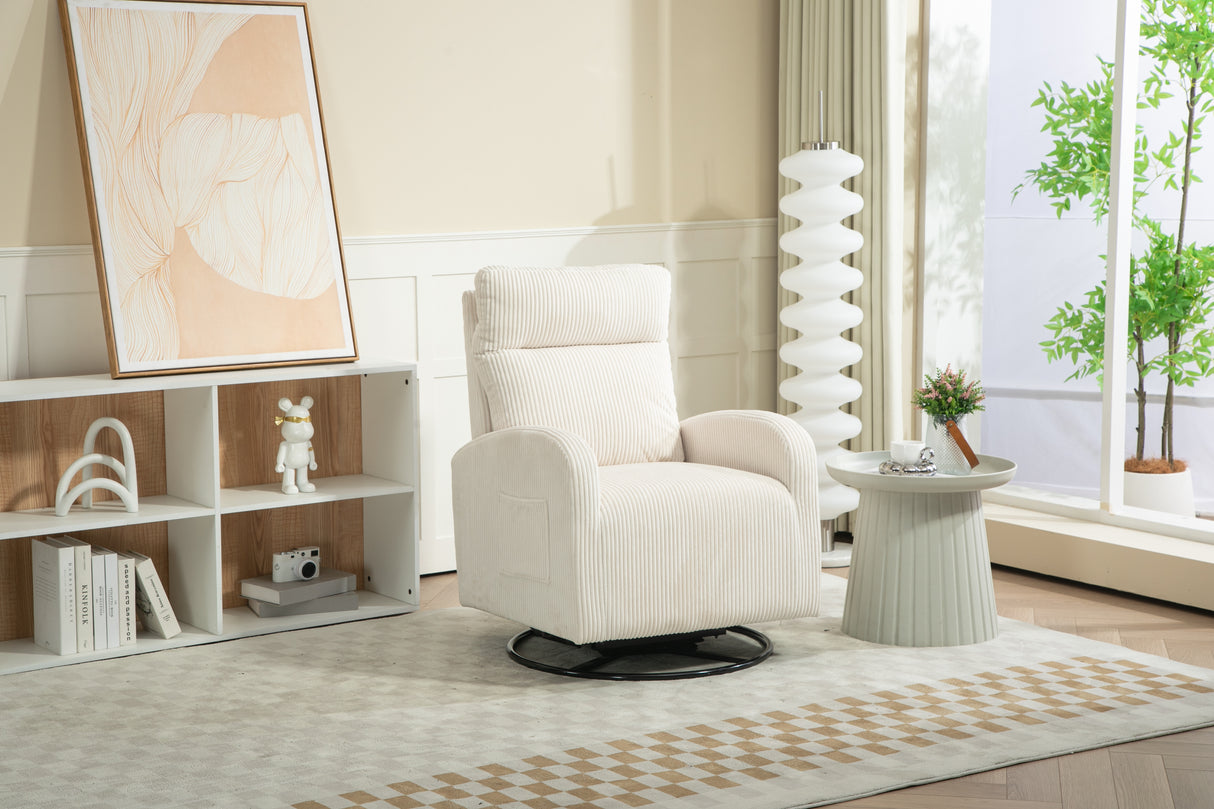 JiaDa Upholstered Swivel Glider.Flannel fabric.Rocking Chair for Nursery in Beige.Modern Style One Left Bag - V.I.P Digital Presence