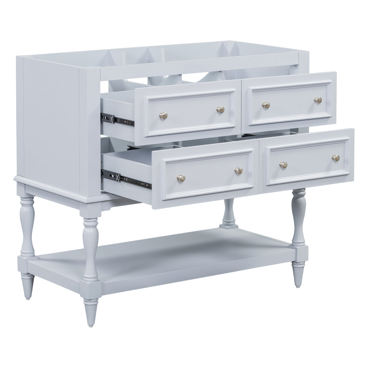 36" Bathroom Vanity Cabinet without Sink Standing Vanity Set with 4 Drawers& Soft Closing Doors Blue (NOT INCLUDE BASIN SINK) - V.I.P Digital Presence