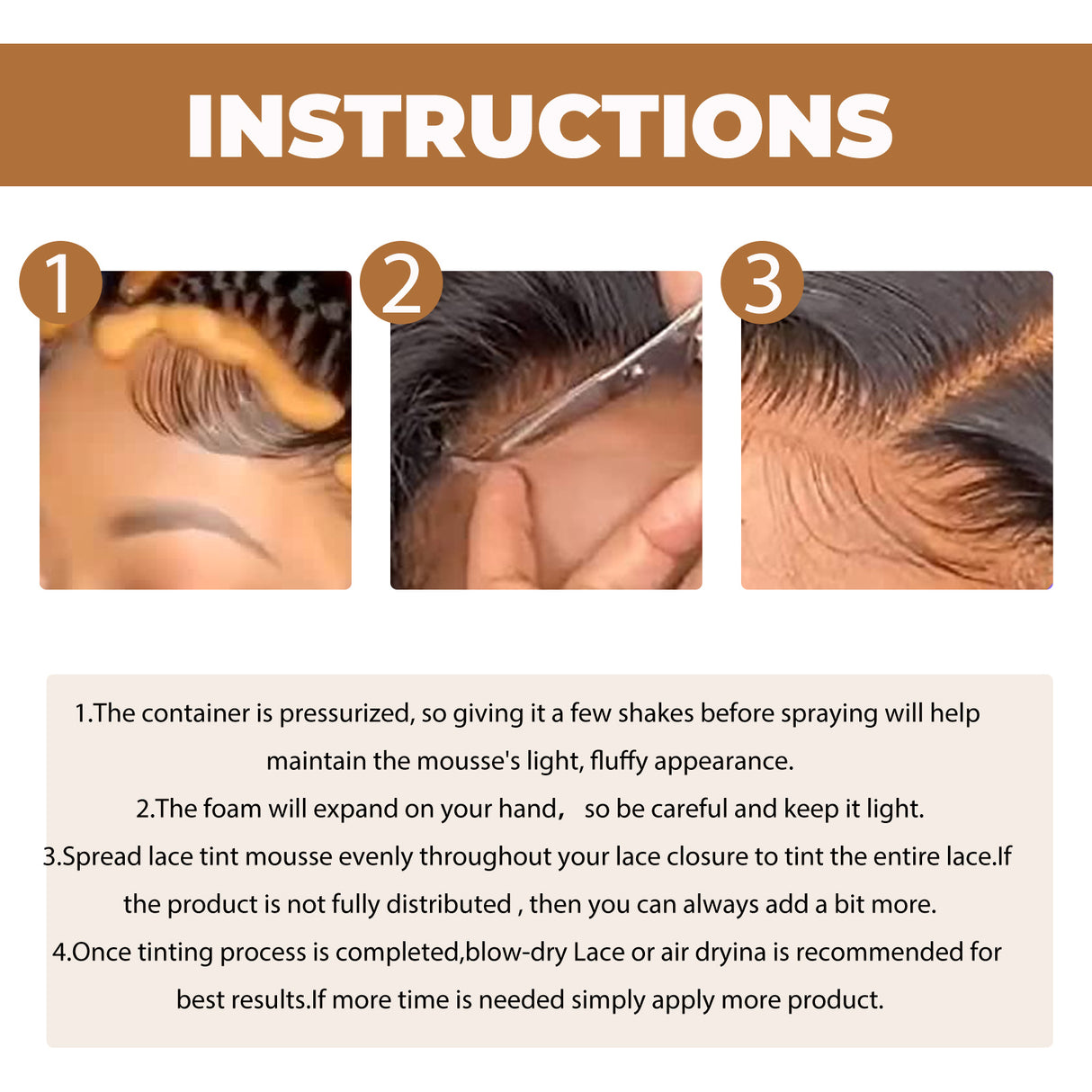 Lace Tint Mousse, No Damage Hair Easy To Color Wig Color Disposable Hair Conditioner - V.I.P Digital Presence