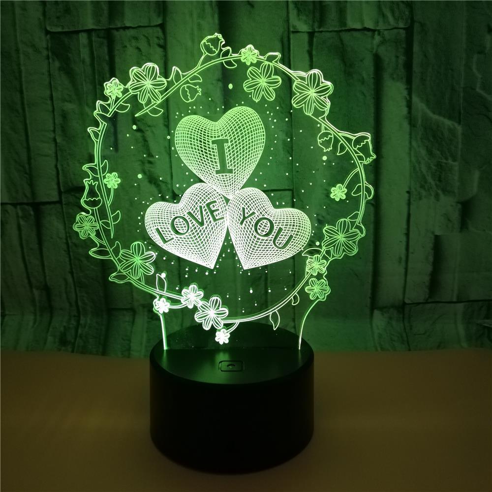 3D Lamp Pattern I LOVE YOU Valentine's Day Wedding Gift Colorful Touch Love 3D LED Lamp - V.I.P Digital Presence