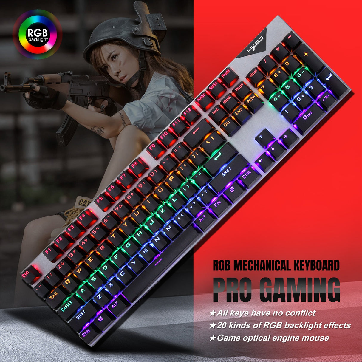 Personalized mechanical keyboard RGB luminous esports game keyboard wired blue axis full 104 key keyboard - V.I.P Digital Presence